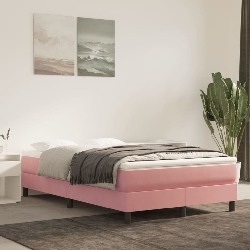 vidaXL Saltea de pat cu arcuri, roz, 120x200x20 cm, catifea 120x200x20 imagine noua