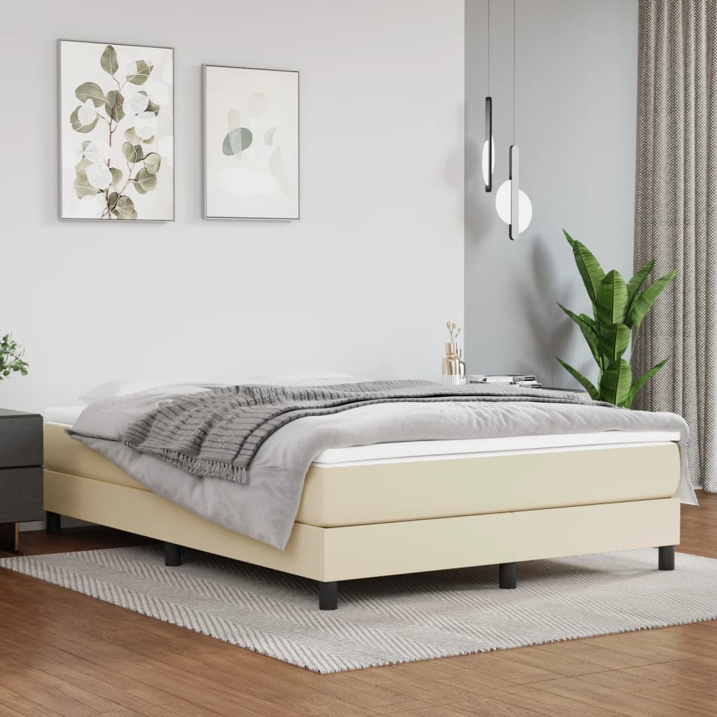 vidaXL Colchão de molas ensacadas 140x190x20 cm couro artificial creme