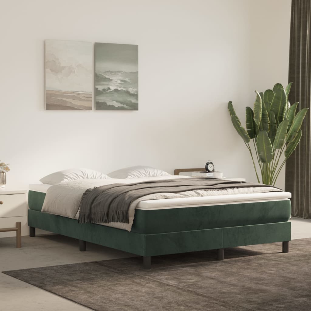 vidaXL Saltea de pat cu arcuri, verde închis, 140x190x20 cm, catifea 140x190x20 imagine 2022 vreausaltea.ro