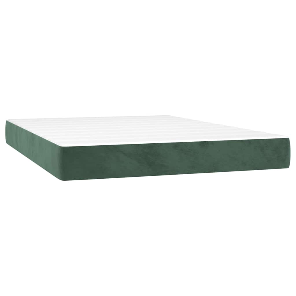 vidaXL Taštičková matrace střední tvrdost tmavě zelený 140 x 200 x 20 cm samet