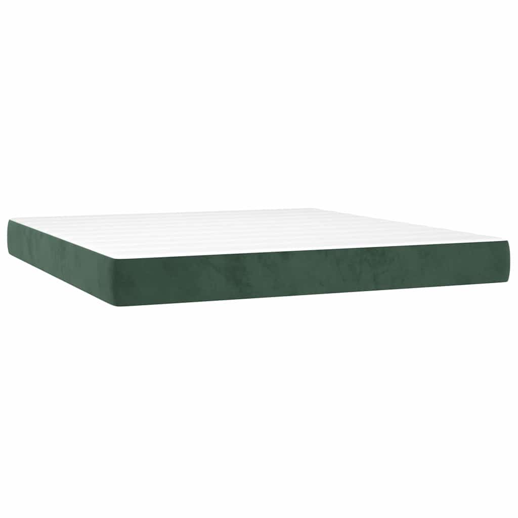 vidaXL Taštičková matrace střední tvrdost tmavě zelený 160 x 200 x 20 cm samet