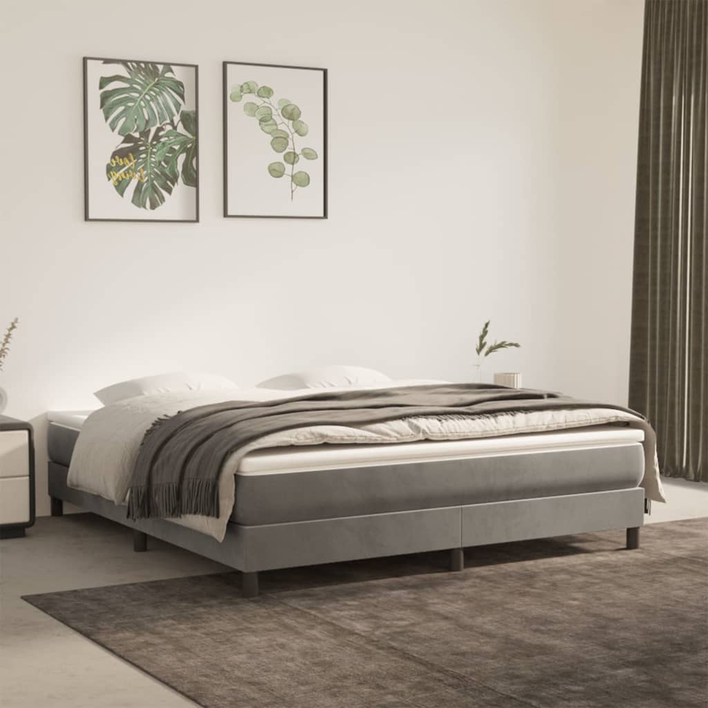 vidaXL Saltea de pat cu arcuri, gri deschis, 180x200x20 cm, catifea 180x200x20 imagine 2022 vreausaltea.ro