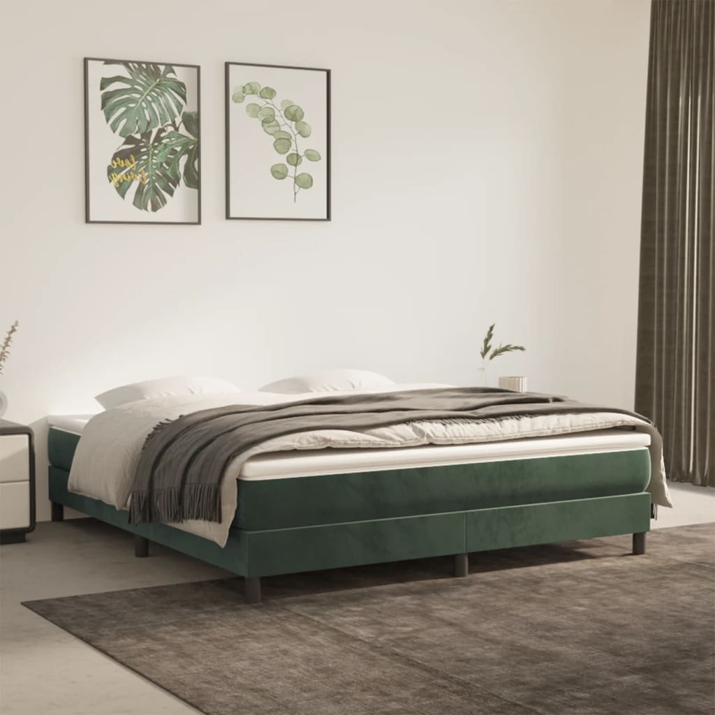 vidaXL Saltea de pat cu arcuri, verde închis, 180x200x20 cm, catifea 180x200x20 imagine 2022 vreausaltea.ro