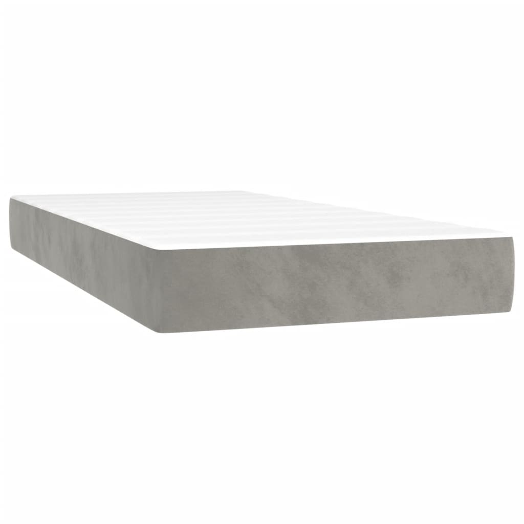 vidaXL Taštičková matrace střední tvrdost světle šedá 100 x 190 x 20 cm samet