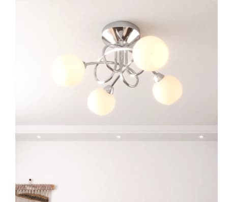 vidaXL Ceiling Lamp with Round Ceramic Shades for 4 G9 LED Lights