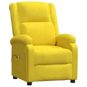 Masážní křeslo světle žluté textil - obrázek 2