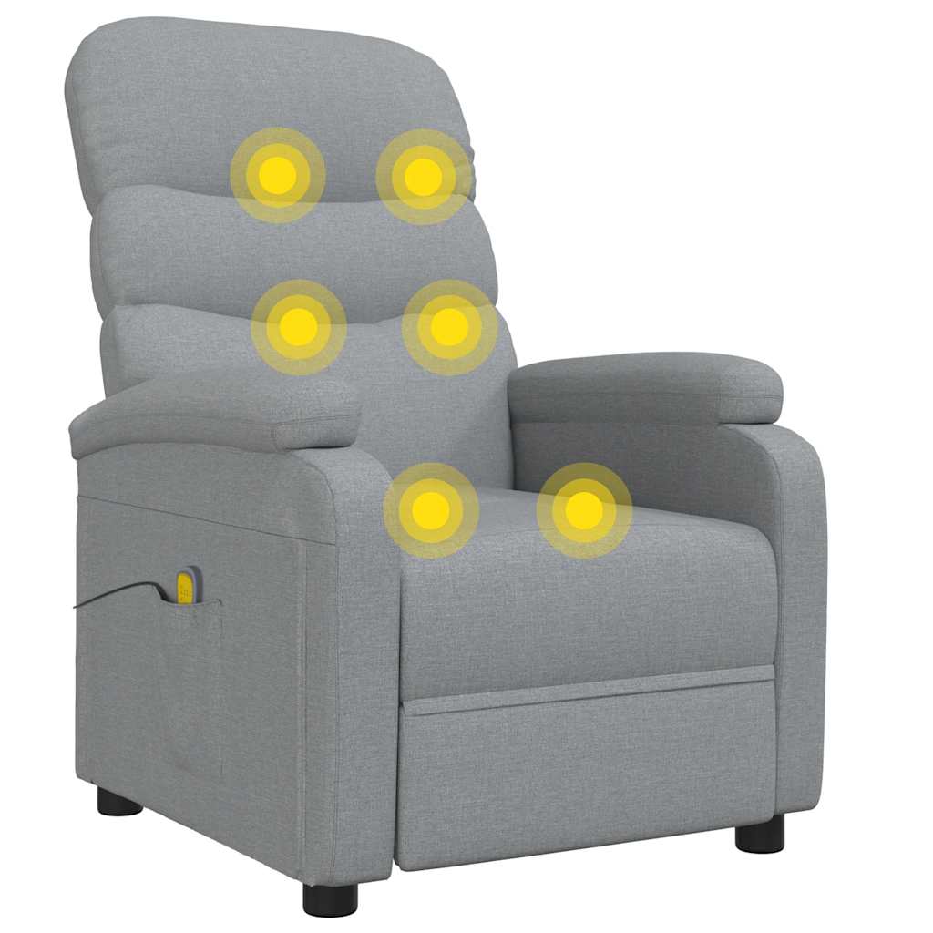 vidaXL Massagestoel stof lichtgrijs afbeelding
