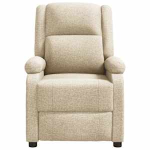 vidaXL Fotel rozkładany, kremowy, obity tkaniną