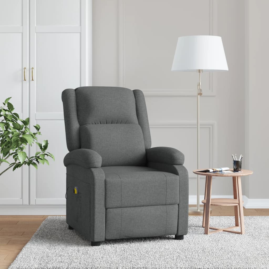 vidaXL Fauteuil de massage Gris foncé Tissu