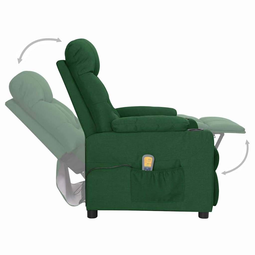 Masážní křeslo tmavě zelené textil - obrázek 5