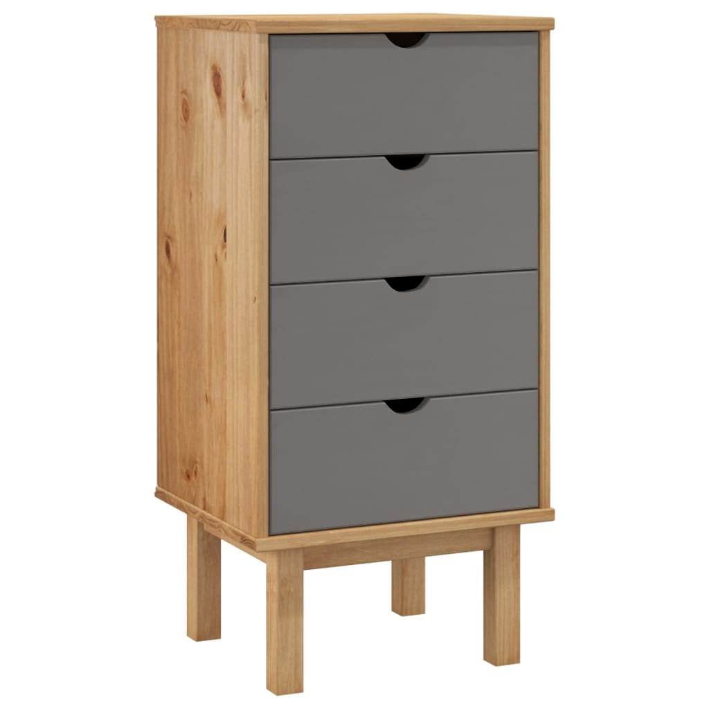 Image of vidaXL Drawer Cabinet OTTA Brown&Grey 45x39x90cm Solid Wood Pine