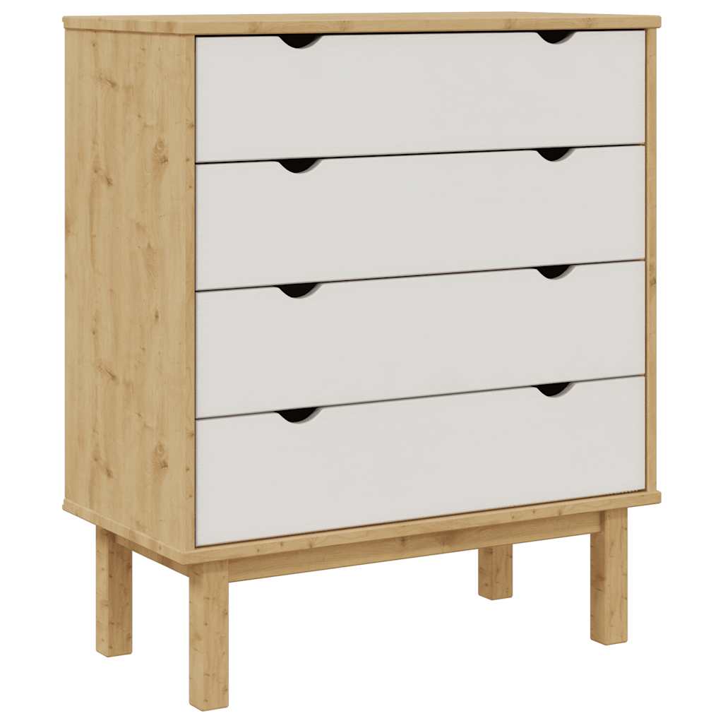 vidaXL Zásuvková komoda OTTA hnědá/bílá 76,5x39,5x90 cm borové dřevo