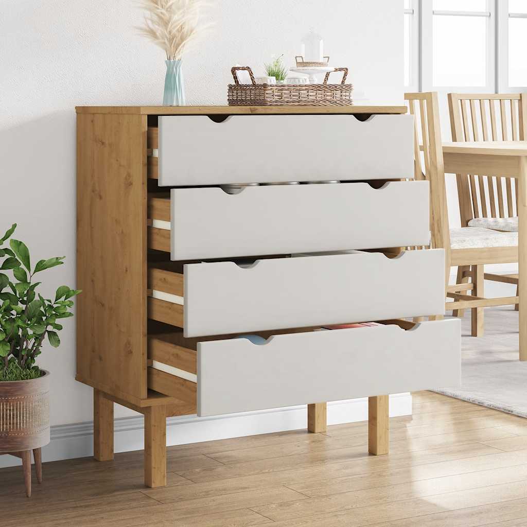 Thumbnail - vidaXL Schubladenschrank OTTA Braun&Weiß 76,5x39,5x90 cm Massivholz