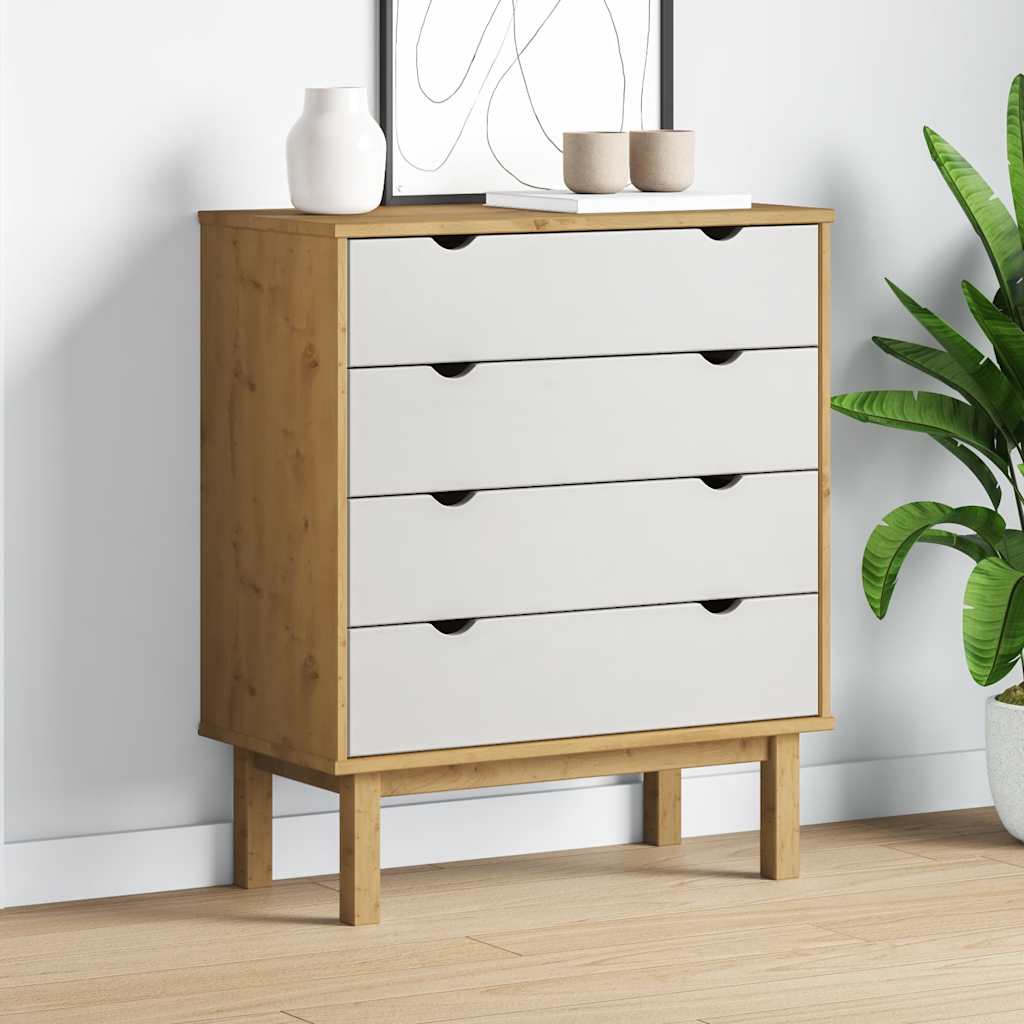 vidaXL Lipasto OTTA ruskea ja valkoinen 76,5x39,5x90 cm täysi mänty