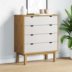 Predalnik OTTA rjav in bel 76,5x39,5x90 cm trdna borovina