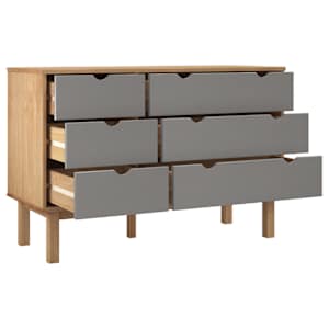 Zásuvková komoda OTTA hnědá a šedá 111x43x73,5 cm borové dřevo - obrázek 4