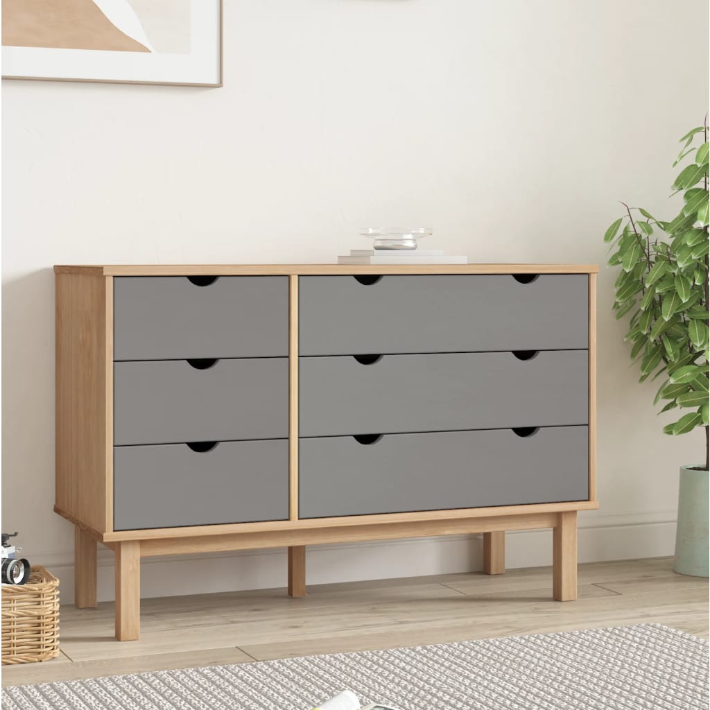 vidaXL Lipasto OTTA ruskea ja harmaa 111x43x73,5 cm täysi mänty
