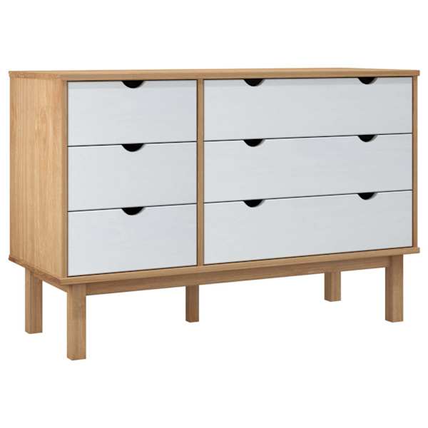 vidaXL sahtlitega kapp "OTTA", pruun ja valge, 111x43x73,5 cm, m&auml;nd