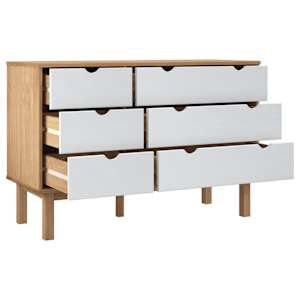 Zásuvková komoda OTTA hnědá a bílá 111x43x73,5 cm borové dřevo - obrázek 4