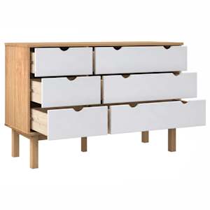 vidaXL sahtlitega kapp "OTTA", pruun ja valge, 111x43x73,5 cm, m&auml;nd