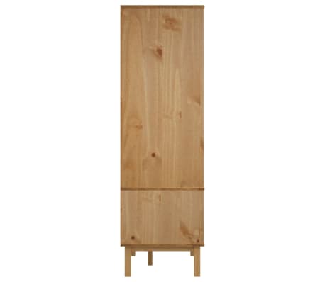 VidaXL Armadio Olden In Legno Massello Di Pino | Marrone 76x53x172 Cm | 2 Cassetti + Anta | Stile Scandinavo Con Maniglie E Piedini In Legno