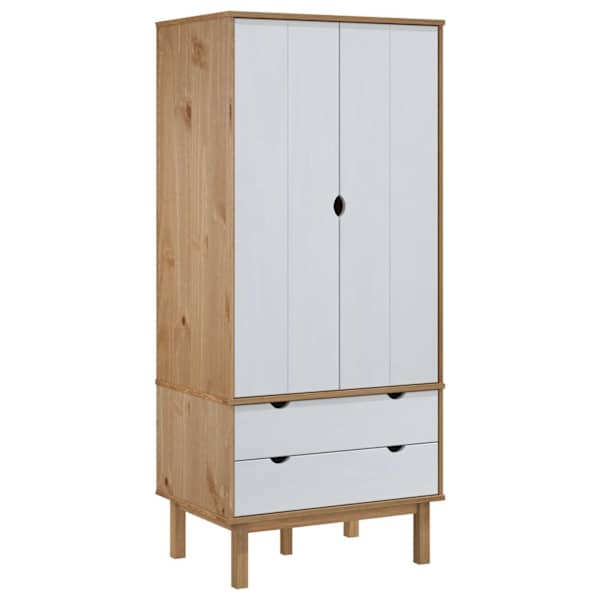 vidaXL garderoob "OTTA", pruun ja valge 76,5x53x172 cm, m&auml;nnipuit