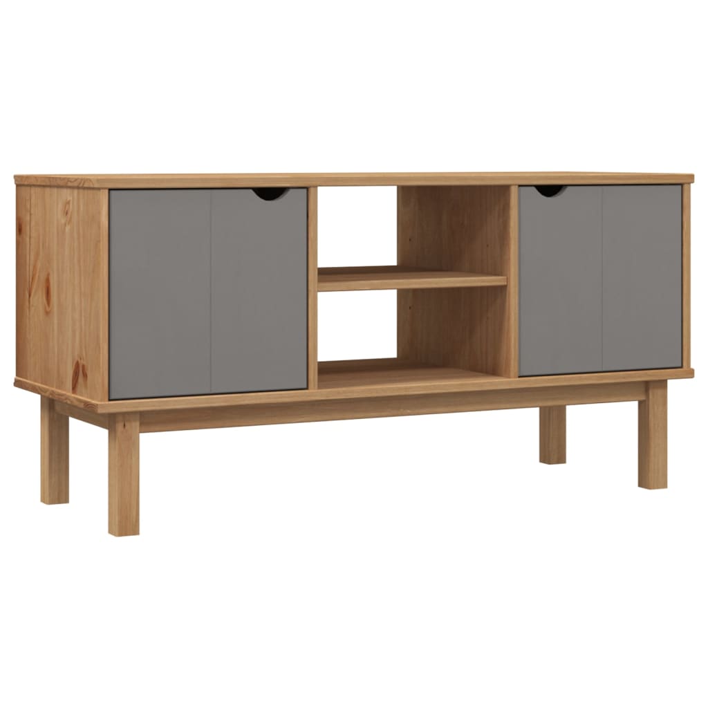 Image of vidaXL TV Cabinet OTTA Brown and Grey 113.5x43x57 cm Solid Wood Pine