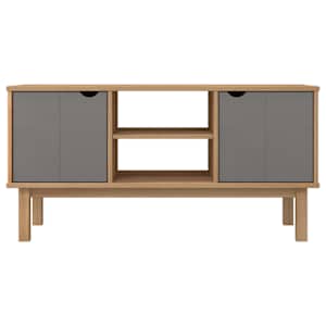 TV skříňka OTTA hnědá a šedá 113,5x43x57 cm masivní borovice - obrázek 3