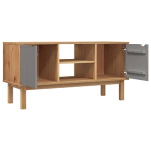 TV skříňka OTTA hnědá a šedá 113,5x43x57 cm masivní borovice - obrázek 4