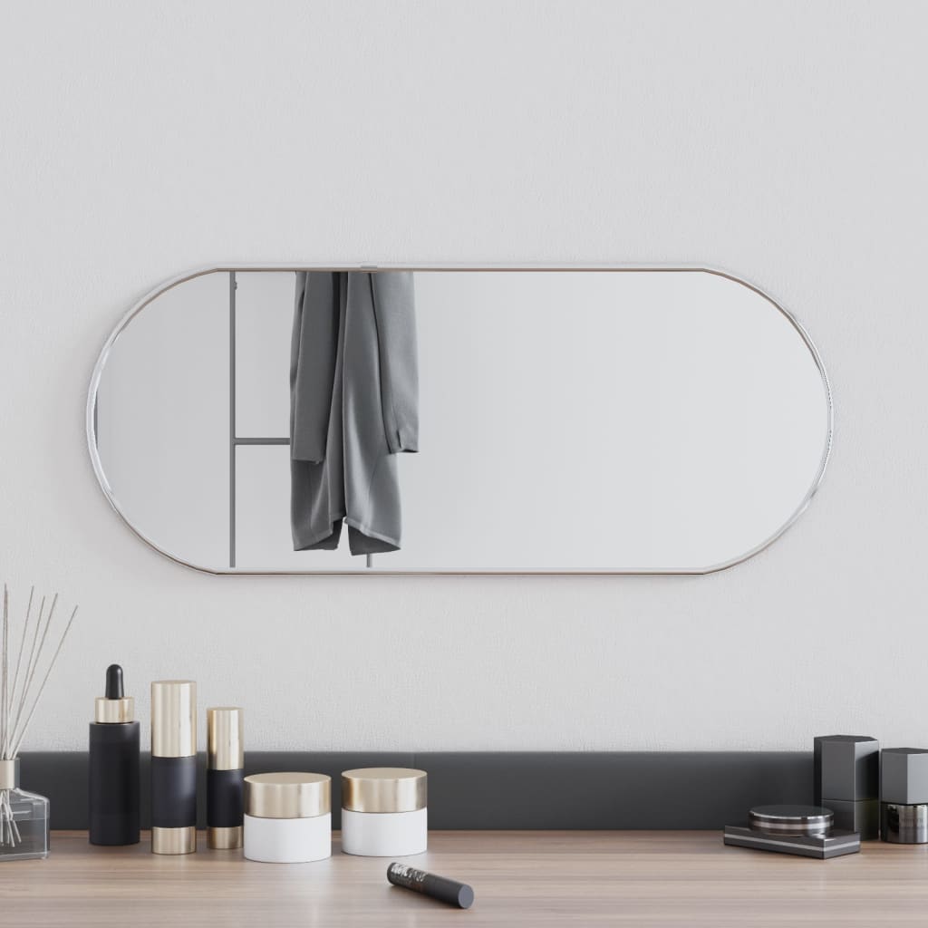 vidaXL Oglindă de perete, argintiu, 60x25 cm, ovală