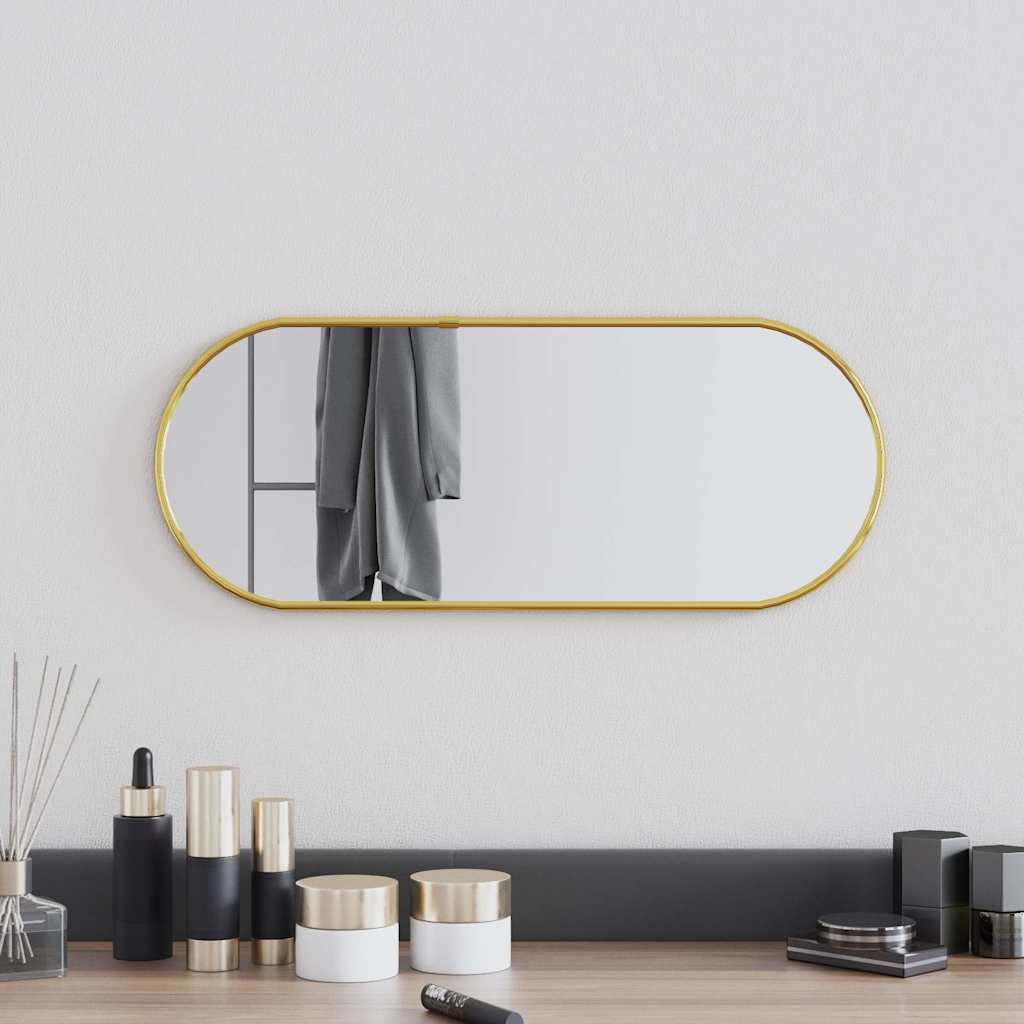 Ovalt vægspejl 50 × 20 cm - guldfarvet ramme