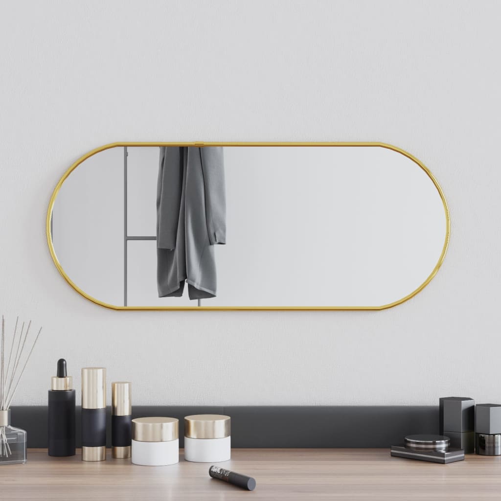 vidaXL Oglindă de perete, auriu, 60x25 cm, ovală