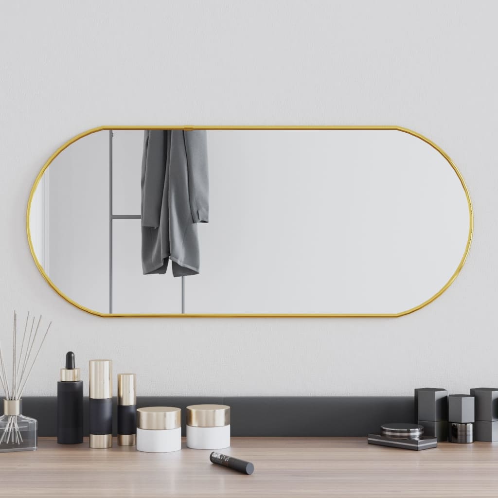 vidaXL Oglindă de perete, auriu, 70x30 cm, ovală