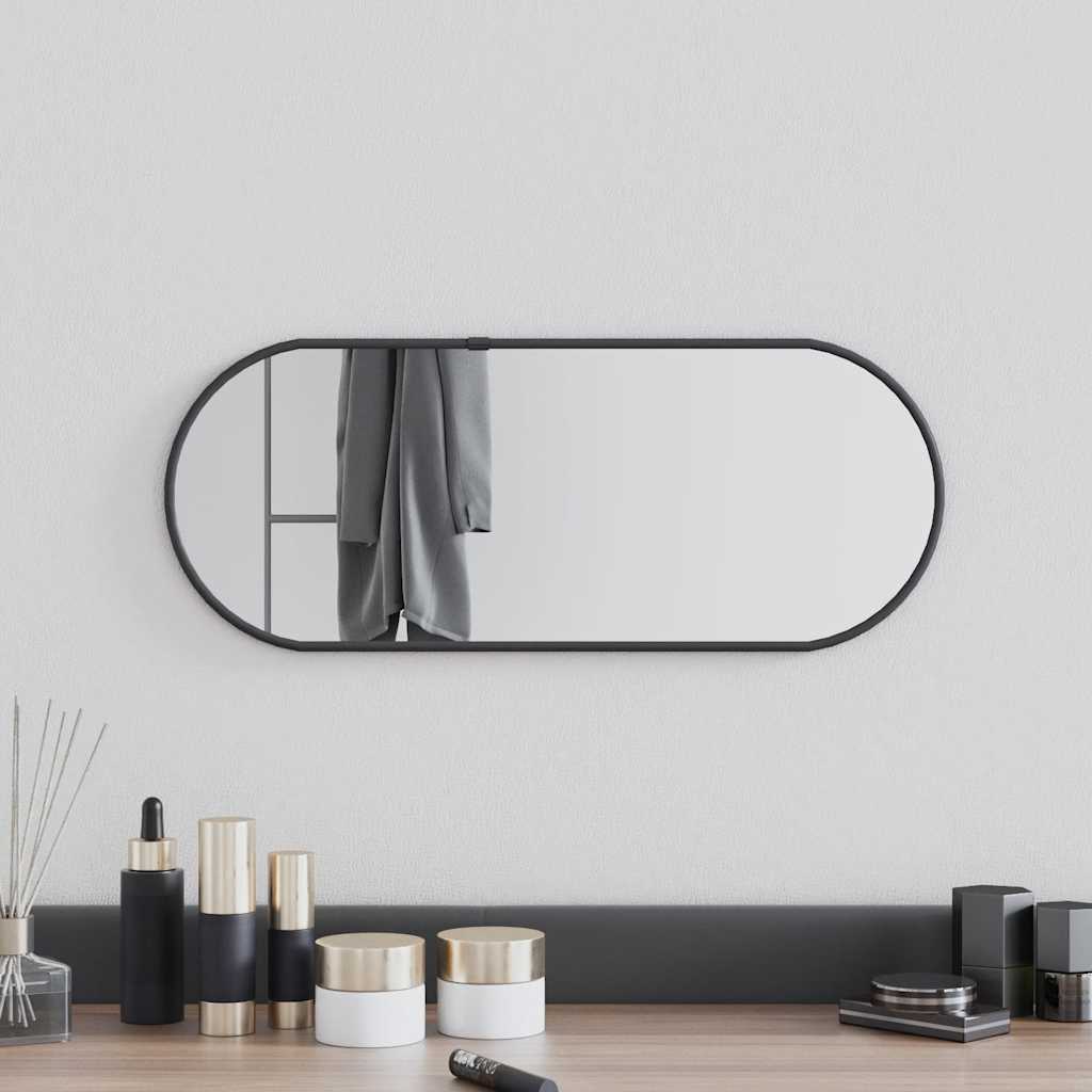 vidaXL Espelho de parede 50x20 cm oval preto
