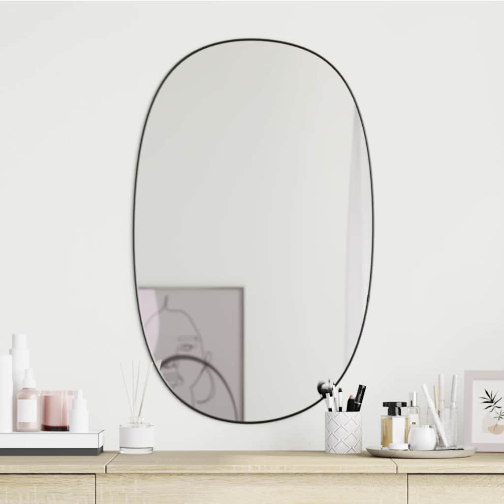 vidaXL Wandspiegel Schwarz 80x50 cm