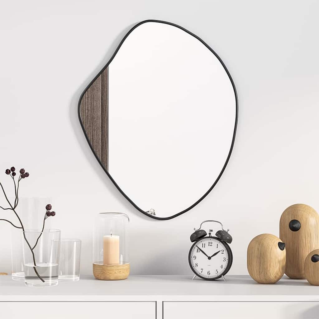 Vægspejl 50 × 40 cm - sort, organisk form