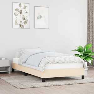 Rám postele bez matrací krémově 90x190 cm textil - obrázek 1