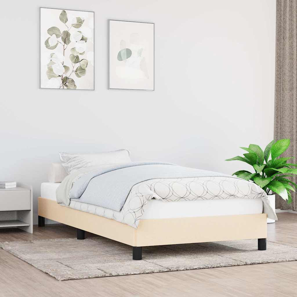 Sengeramme Uden Madras Stof Farvet Creme - 25 cm / 90 x 200 cm