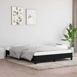 Rám postele bez matrace černý 140 x 190 cm textil - obrázek 1