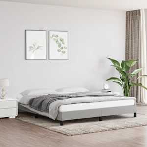 Rám postele bez matrace světle šedý 160 x 200 cm textil - obrázek 2