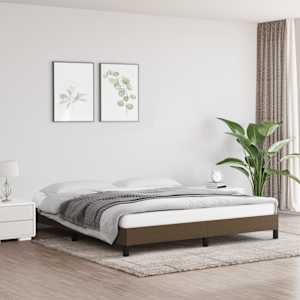 Rám postele bez matrace tmavě hnědý 160 x 200 cm textil - obrázek 1
