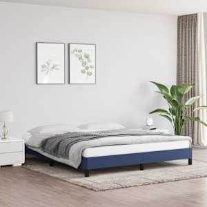 Rám postele bez matrace modrý 160 x 200 cm textil - obrázek 1