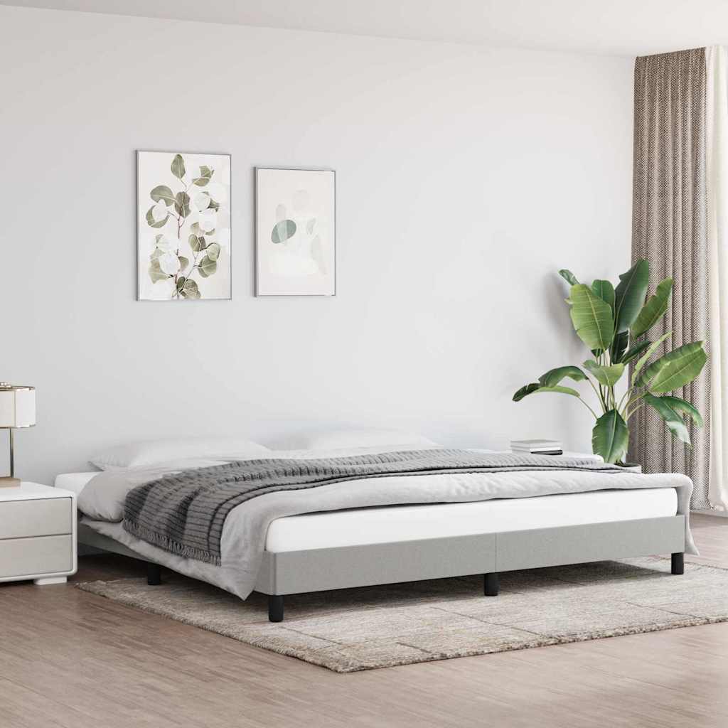 vidaXL Rama ��ka bez materaca, jasnoszara, 200x200 cm, obita tkanin�