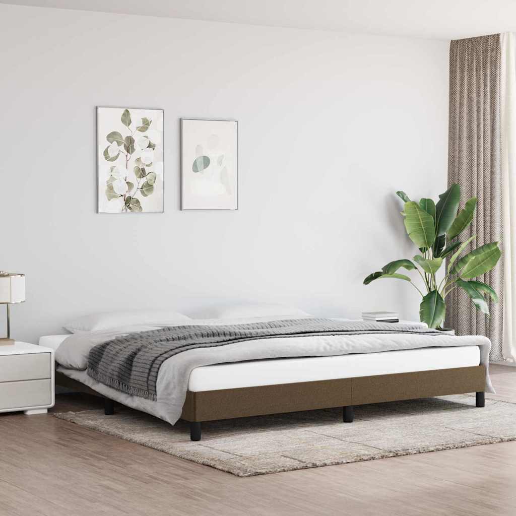 vidaXL Rama ��ka bez materaca, ciemnobr�zowa, 200x200 cm, tkanina
