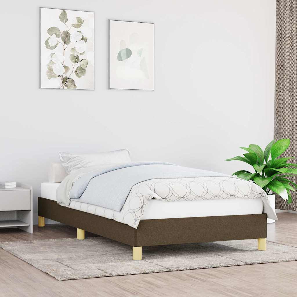 vidaXL Sengeramme uden madras Mørkebrun 90x190 cm Stof