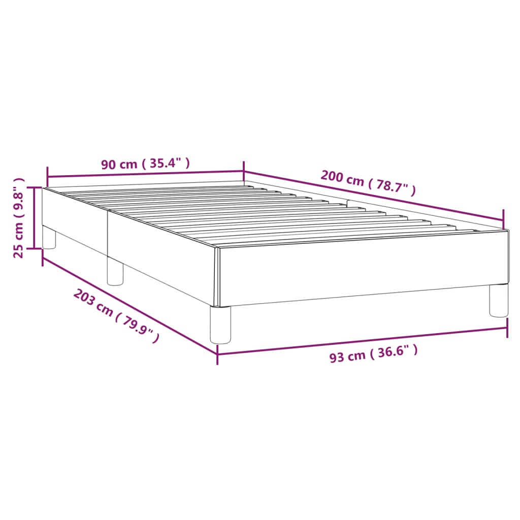 Posteljni okvir temno siv 90x200 cm blago