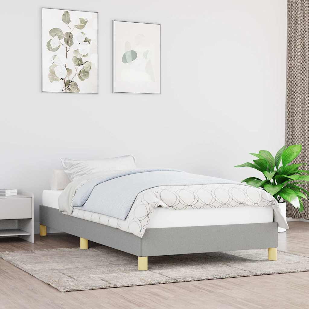 vidaXL Rama ��ka bez materaca, jasnoszara, 100x200 cm, obita tkanin�