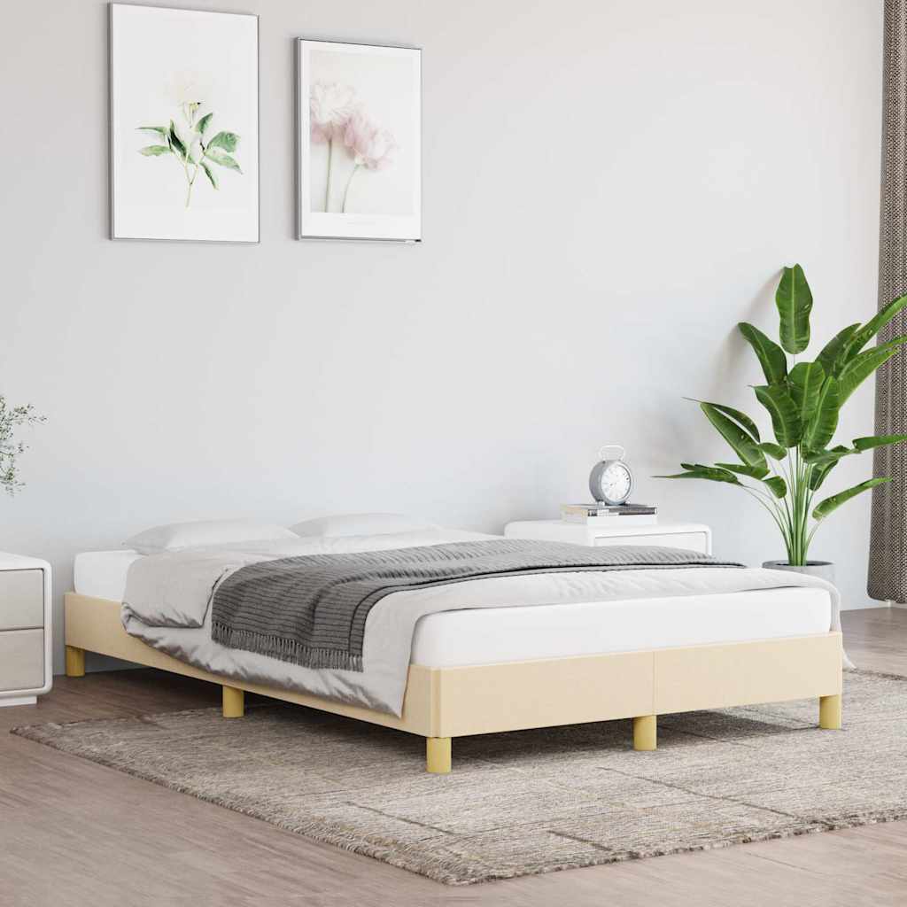 vidaXL Rama ��ka bez materaca, kremowe, 120x200 cm, obita tkanin�
