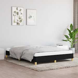 Posteljni okvir brez vzmetnice črn 140x200 cm blago