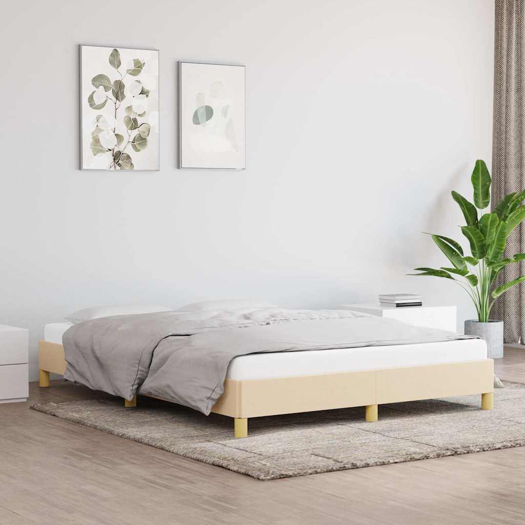 vidaXL Rama ��ka bez materaca, kremowa, 140x200 cm, obita tkanin�